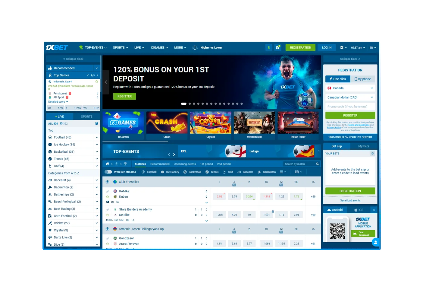 1xbet home page